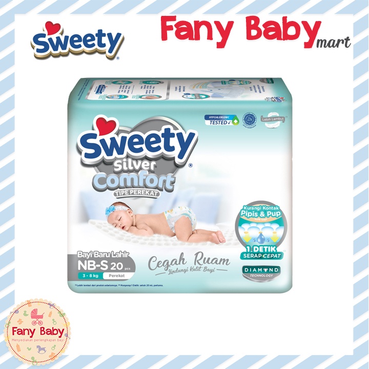 SWEETY SILVER COMFORT NB-S 20 PCS / NEWBORN PEREKAT