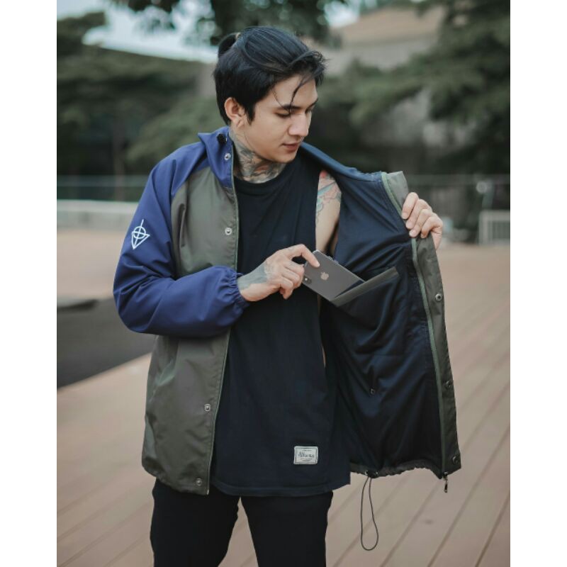 Jaket Casual Pria Jaket Parasut Jaket Outdoor Salviohexia Hijau Navy