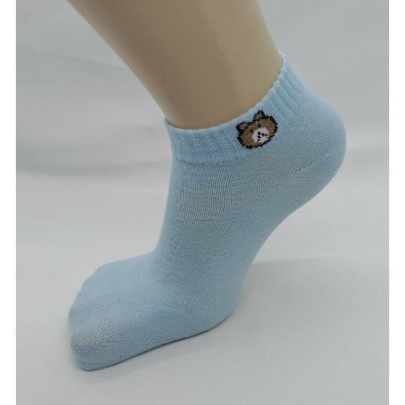 kaos kaki pendek matakaki motif beruang kaos kaki wanita dewasa motif brown/panda bahan lembut termurah-Toska