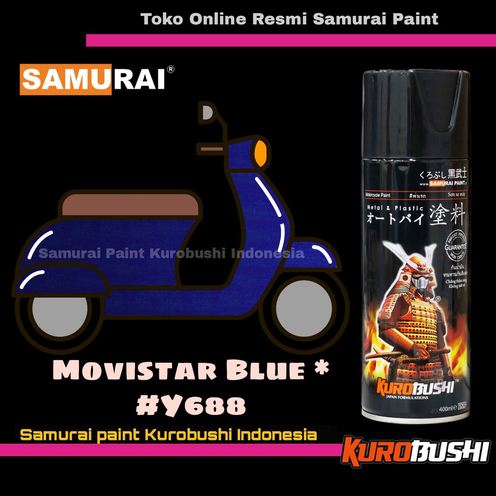 Samurai Paint MOVISTAR BLUE Y688 Warna Biru Movistar Yamaha Cat Semprot Aerosol Samurai