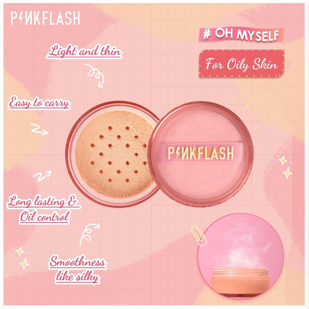 BPOM PINKFLASH OhMyself Loose powder Matte Translucent Oil-control Bedak Tabur PFF06