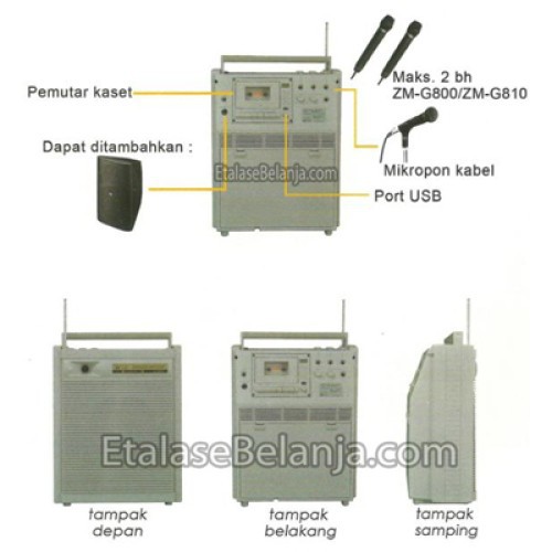 TOA ZW-G810CU - PORTABLE SOUND SYSTEM (2 MIC HANDHELD WIRELESS)