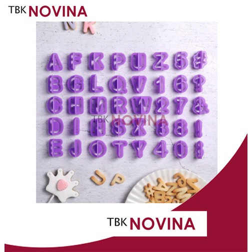 Cetakan Kue Kering Fondant Huruf Angka Alfabet Alphabet 40pcs / Embosser