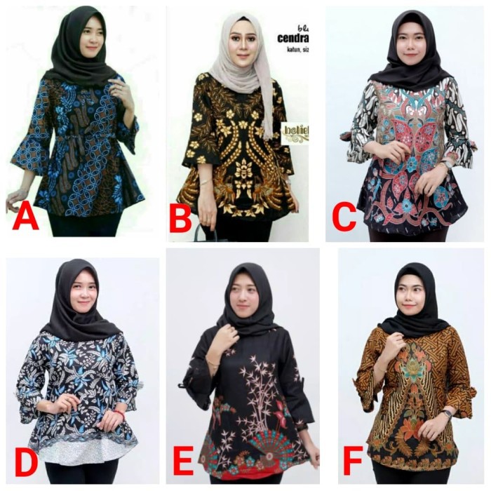 Atasan Batik Wanita B Blus Batik Pekalongan Wanita Blus Batik Kerja - Atasan Batik, L