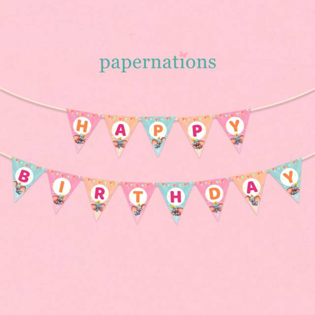 Banner Happy Birthday Dumbo / Bunting Flag Dumbo / Banner Flag Birthday tema Dumbo