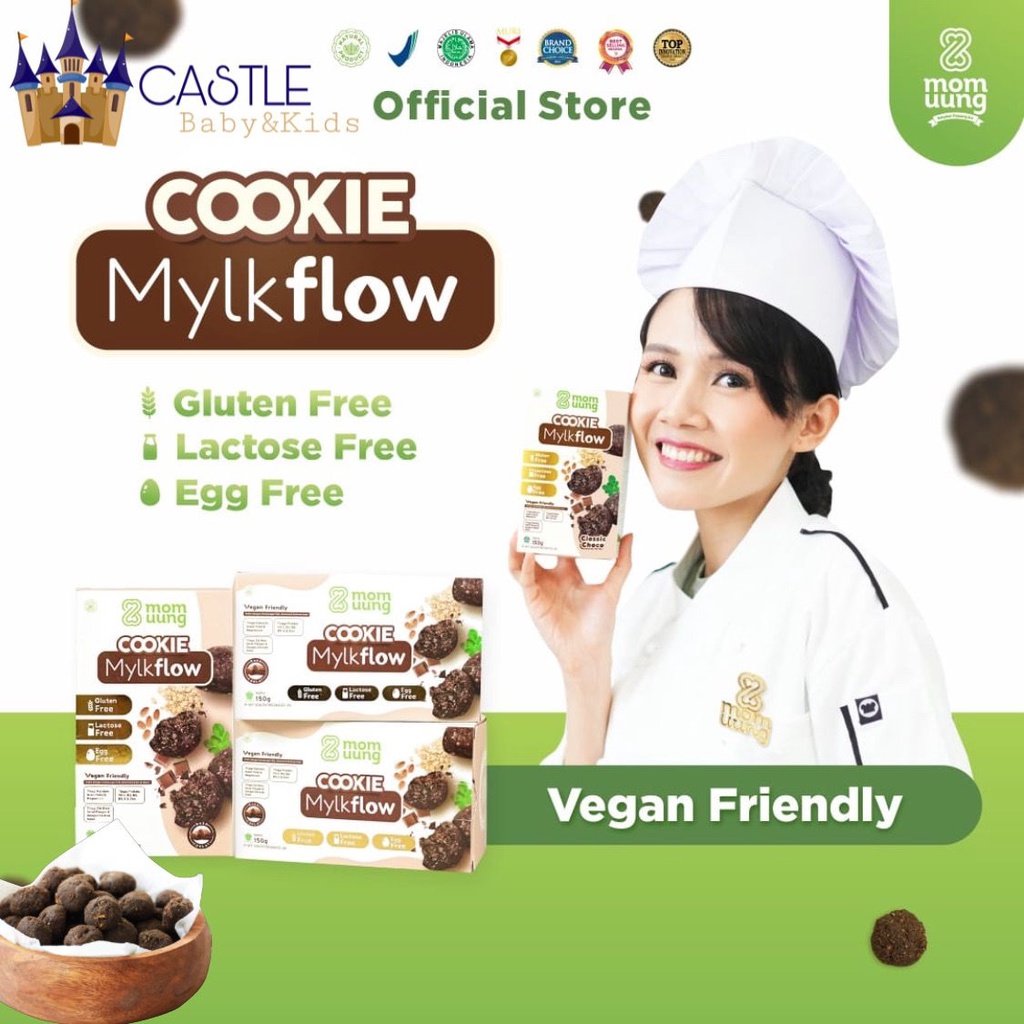 Castle - MOM UUNG Asi Booster 30 &amp; 60 Kapsul - Pelancar Asi HALAL BPOM Natural - Momuung Cookie Mylkflow - Cookies Classic Choco / Kukis