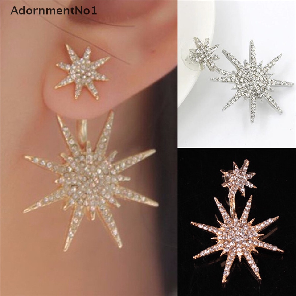 (AdornmentNo1) Anting Tusuk Gantung Desain Snowflake / Bintang Hias Kristal / Berlian Imitasi Untuk Wanita