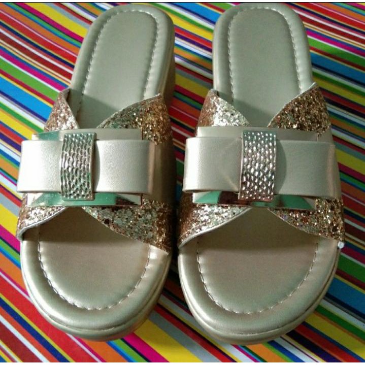 Sandal Wedges Sendal Wedges Ibu Comfort Simpul Pita Berlian Imitasi Sandal Ibu Sendal Ibu