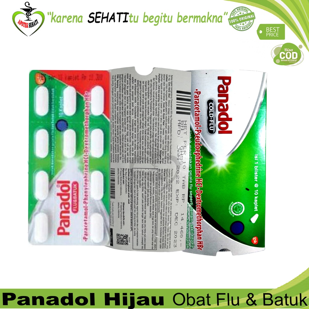 PANADOL HIJAU COLD AND FLU STRIP ISI 10 KAPLET OBAT FLU &amp; BATUK