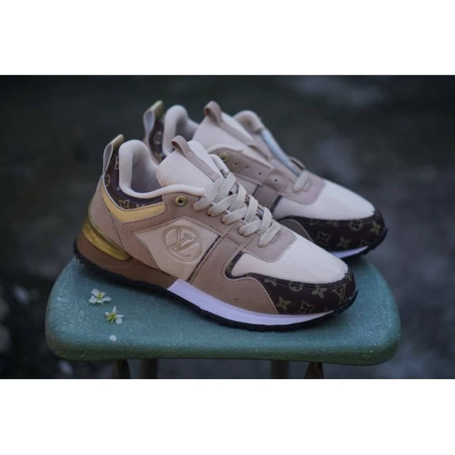 Sepatu LV LOUIS VUITTON WOMEN GRADE ORIGINAL BROWN COKLAT SNEAKERS PREMIUM RUNNING OLAHRAGA HANGOUT