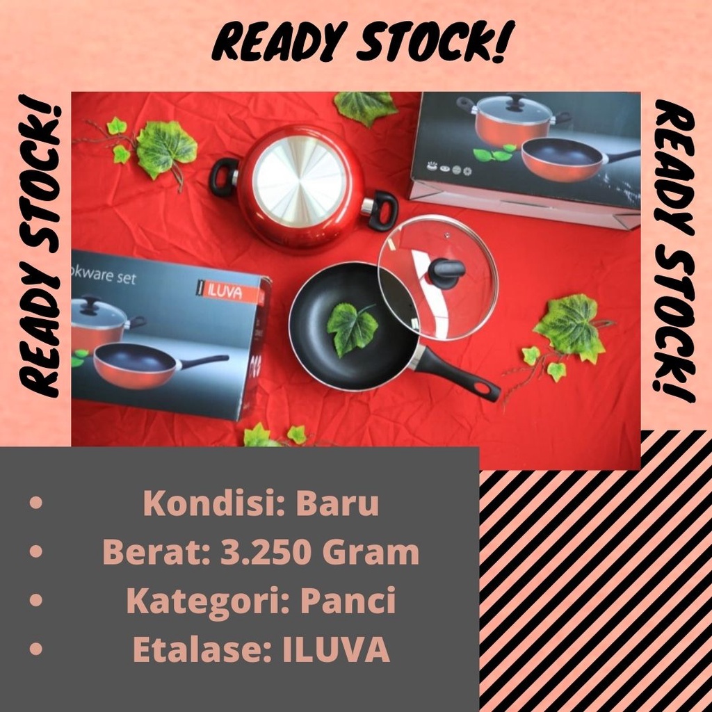 ILUVA Panci penggorengan//Teflon anti lengket / 3pcs cookware set ILUVA KUALITAS TERJAMIN W8W9