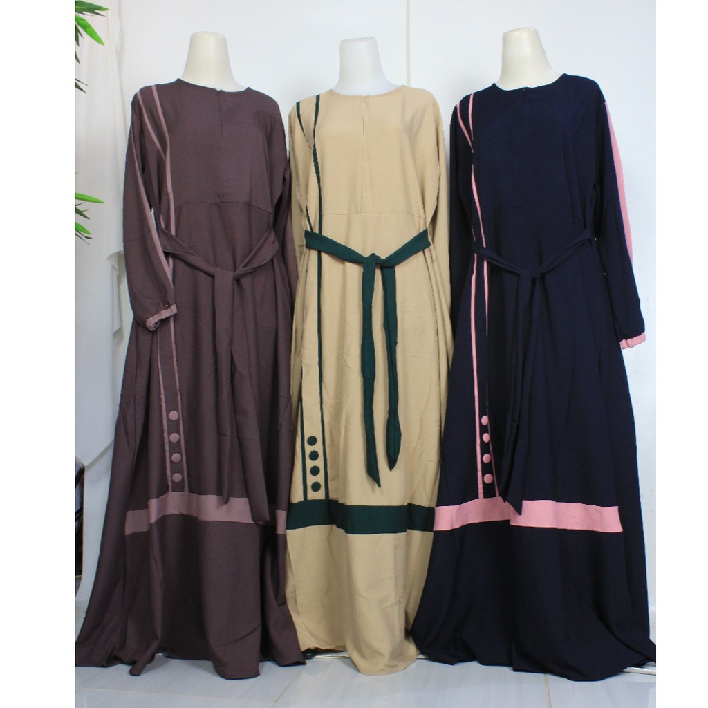 Gamis itycrepe ity crepe kancing ANATA remaja kasual dres