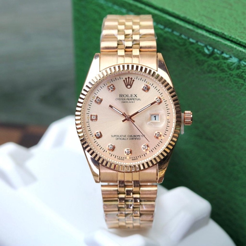 Jam Tangan Wanita Pemium Rolex P716 Rantai Gerigi 2 Varian Tanggal Aktif Free Box Rolex &amp; Baterai