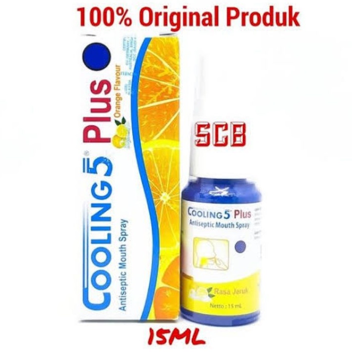 ORIGINAL COOLING 5 PLUS 15 ML ANTISEPTIK MULUT OBAT SAKIT GIGI SARIAWAN SPRAY RASA JERUK