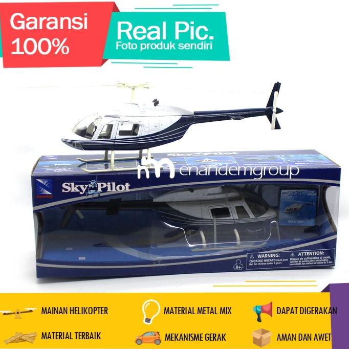 Diecast Miniatur Mainan Pesawat Sky Pilot Bell 200 Metal
