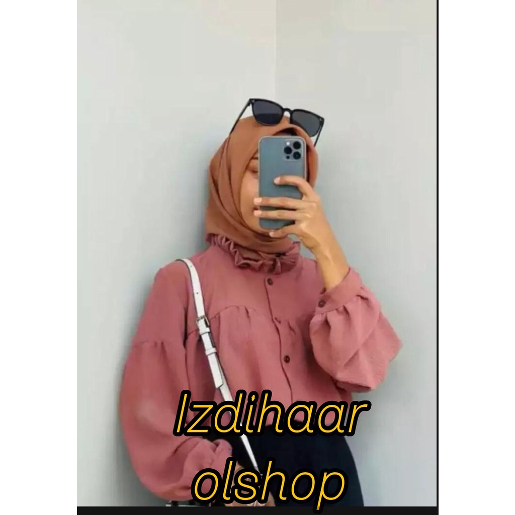 OLIVE BLUS  LADY CRINCLE KOREAN TOP//Izdihaar_olshop