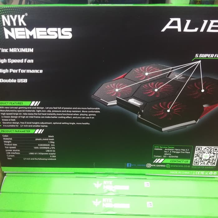 Cooling Pad Nyk Nemesis X2 Alien with 5 Super Fan