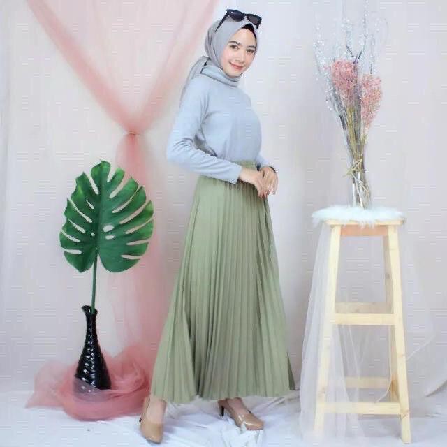 KIYOREN ROK PLISKET MURAH PLISKET POLOS FLARE SKIRT REMPEL MUSLIM MURAH MAYUNG FLOWY