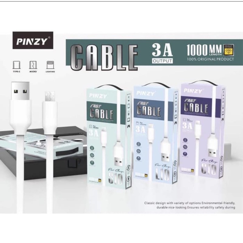 Kabel Data PINZY L10 Lighting Fast dan Flat - Kabel Charger L10