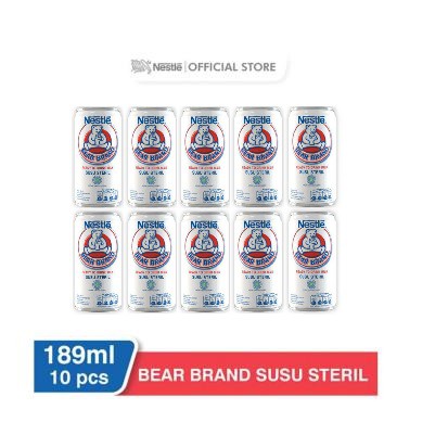 

10 pcs Susu beruang Siap Minum 189ml NESTLÉ BEAR BRAND Susu Sapi Steril