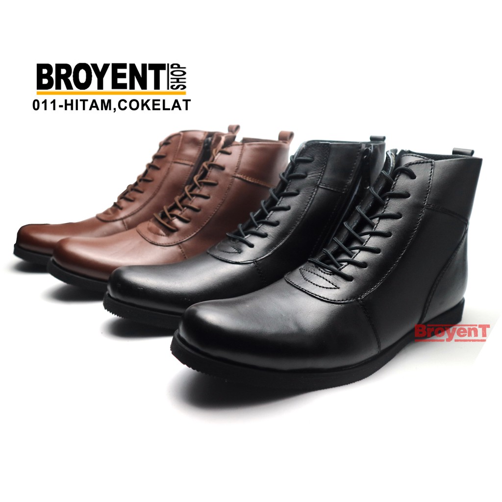 Sepatu Pria Boots Semi-Formal Resleting Kulit Sapi High Quality 011H