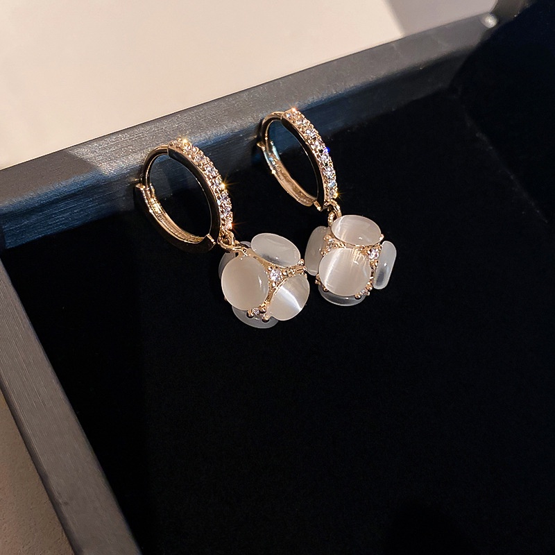 Anting Tusuk Sterling Silver 925 Model Bola Opal Warna Permen Gaya Korea Untuk Wanita