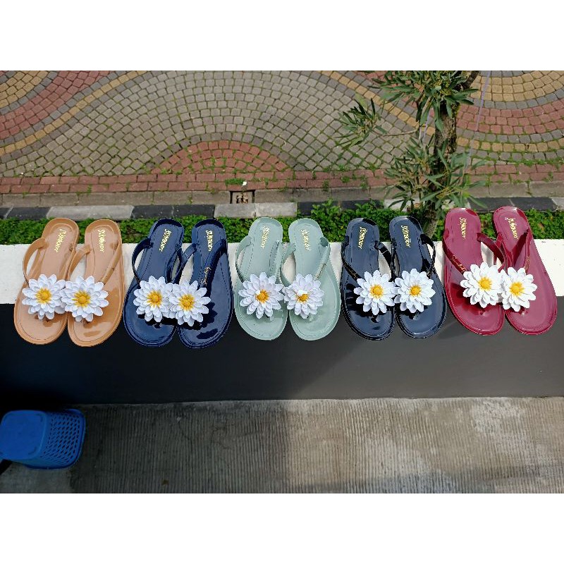 Sandal Jepit Jelly SunFlower Bunga Matahari