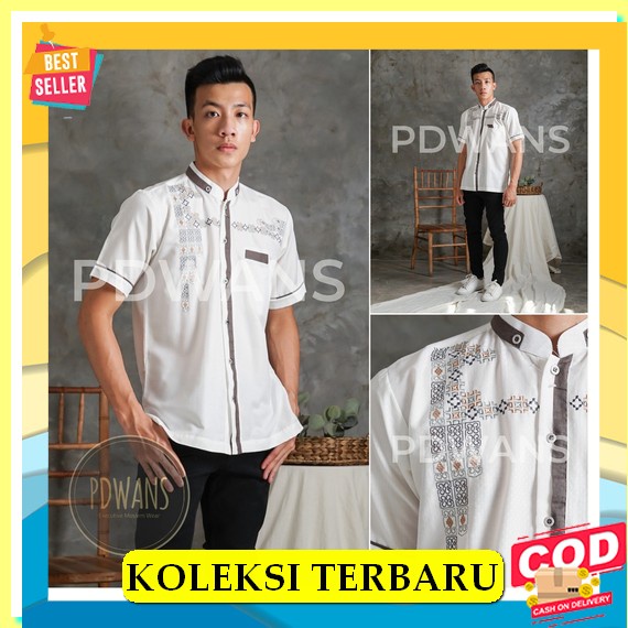 Atasan Baju Muslim Kemeja Semi Koko Kokoh Kurta Qurta Bahan Katun Toyobo Bog Size Xxl Kombinasi Oran