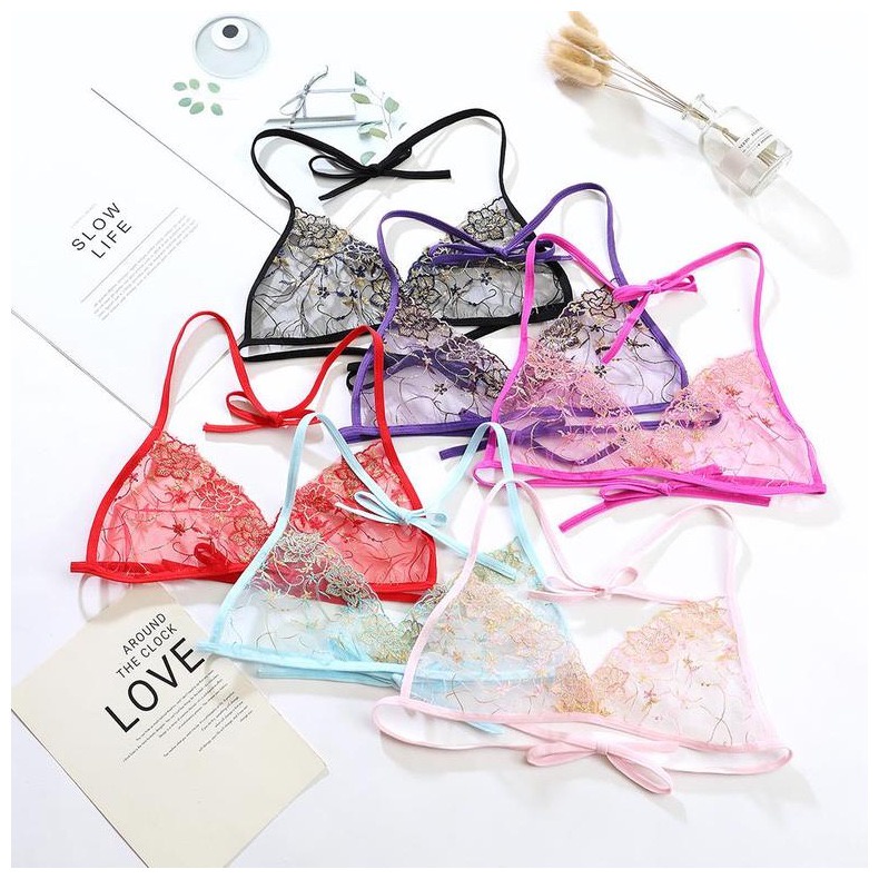 Set Bikini Wanita Sexy Lingerie Bahan Tipis tali Bra G String dapat disesuaikan Size besar A1370