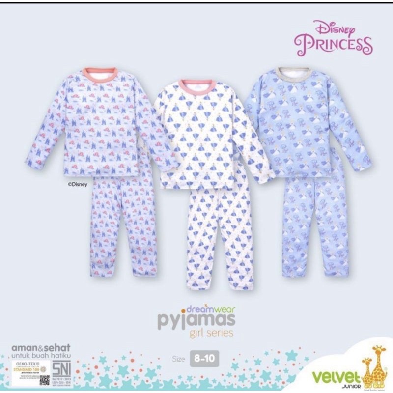 Piyama Dreamwear Velvet Junior Piyama Big size Anak 2-3-4-5-6-7-8-9-10 Tahun