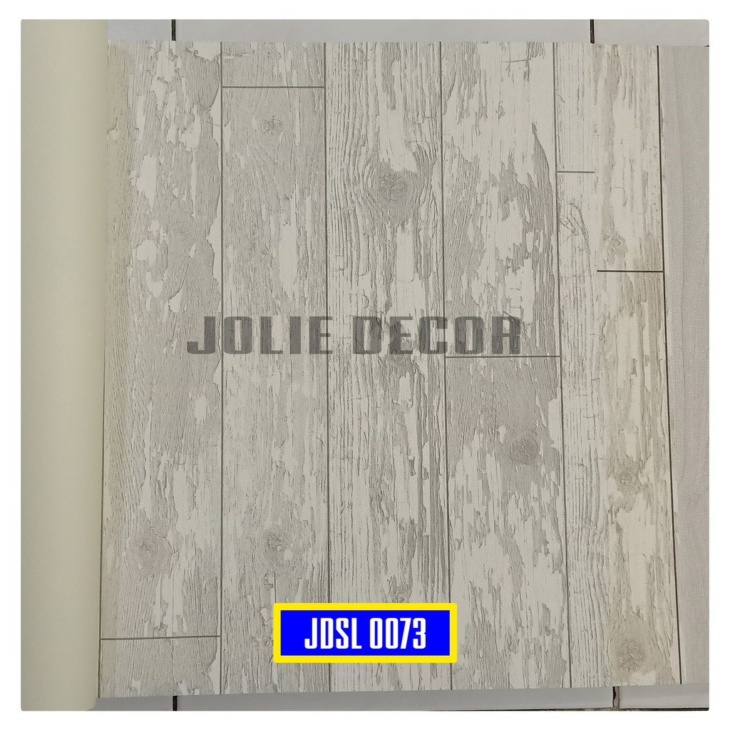Wallpaper Dinding Vinyl Motif Kayu Palet Kasar Abu Abu