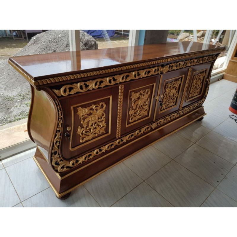 Bufet Rak Meja Tv Ukir Jati BIOLA