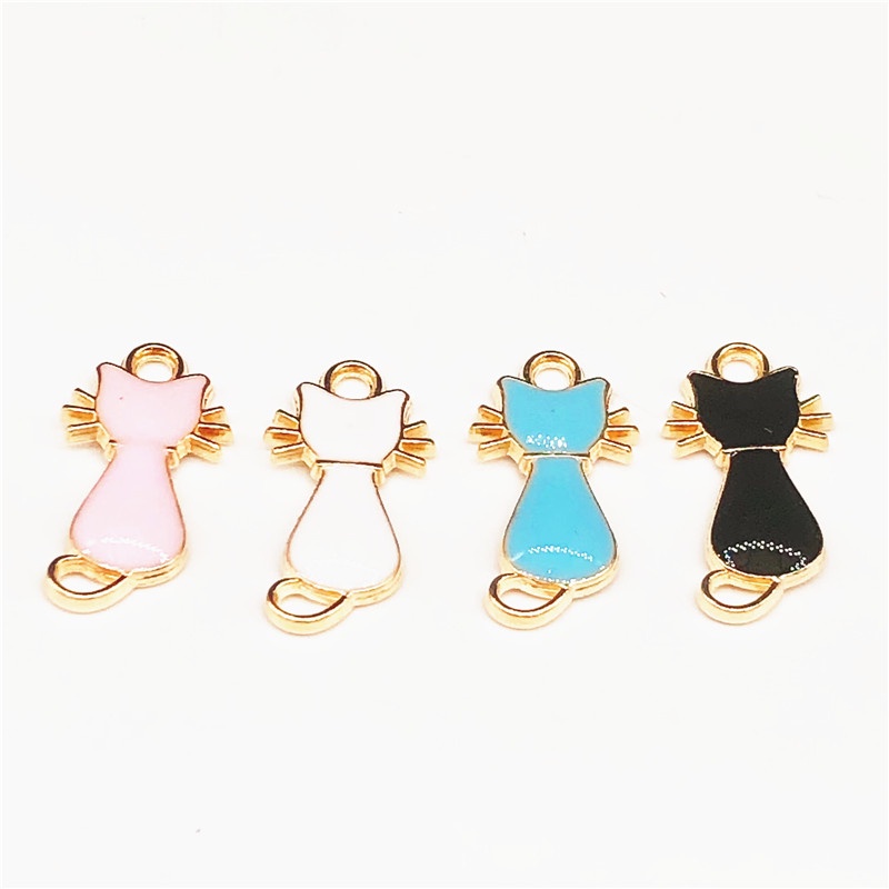 4 Pcs Liontin Kalunggelanganting Model Kucing Bahan Alloy Untuk Wanita Charms