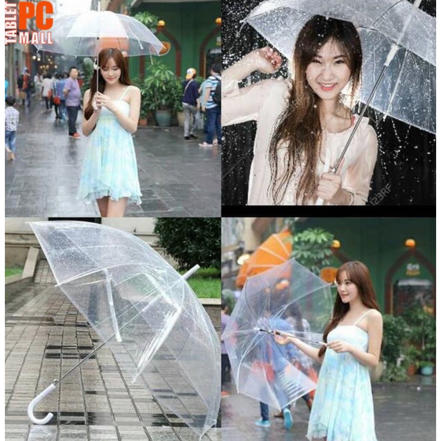 SerbaGrosirMurah Payung Polos Warna Warni Korea white umbrella Payung Transparant Plastik umbrella Prewedding Photo Shoot