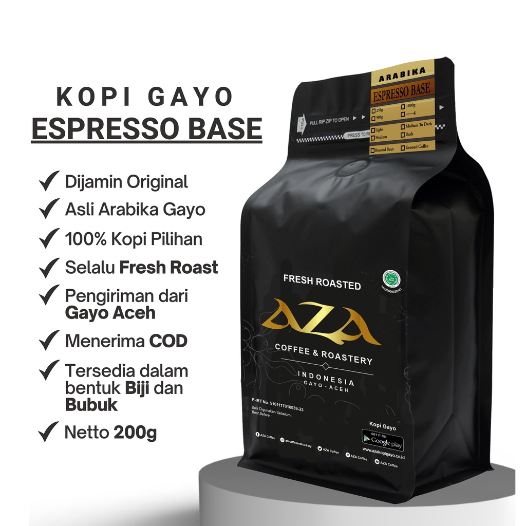 

Kopi Susu Arabika Gayo Based Espresso 200g-Biji/Bubuk-AZA Coffee and Roastery
