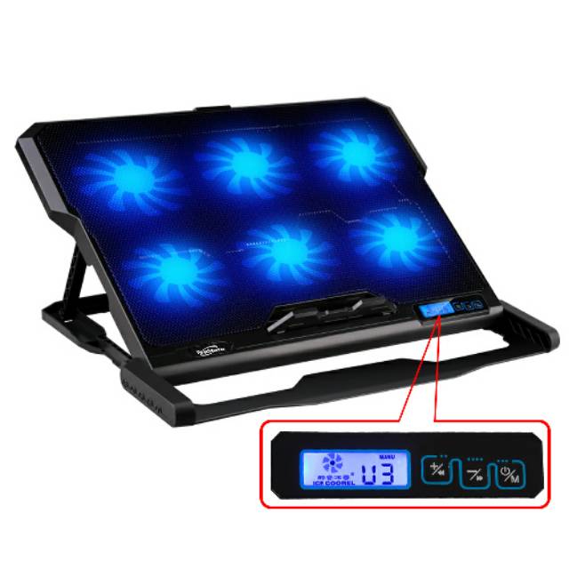 ICE COOREL Cooling Pad Laptop 6 Fan - K6 - Black