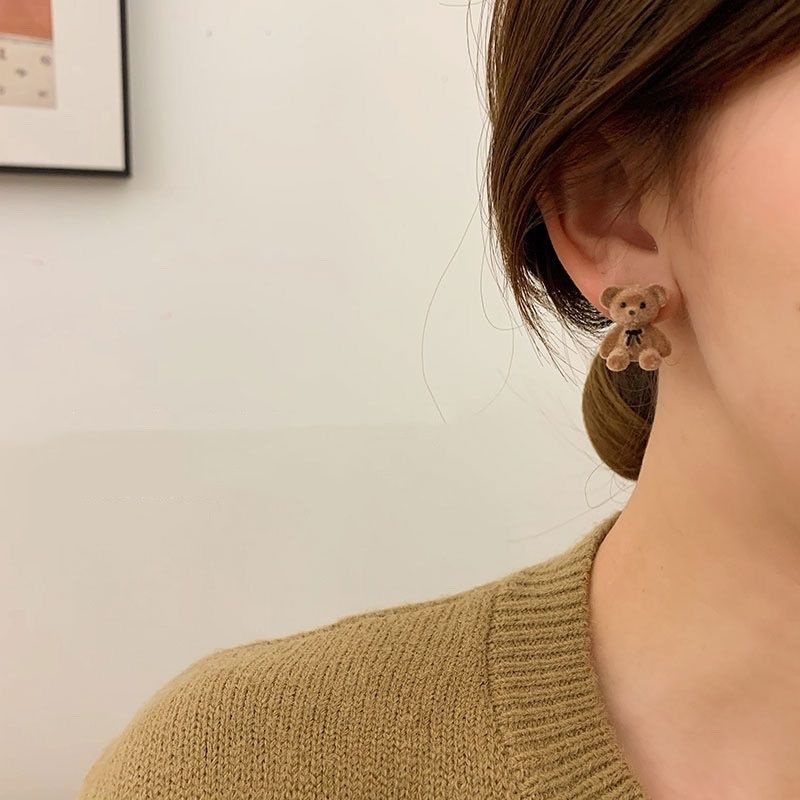 Cute bowknot bear earring