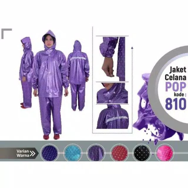 Jas Hujan Murah Pop Plevia 810 polkadot setelan pop dewasa Jas Hujan Termurah Jas Hujan Polkadot