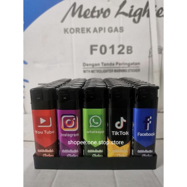 Mancis Korek Api Gas Cetek Label Sosmed Metro Lighter F-011C