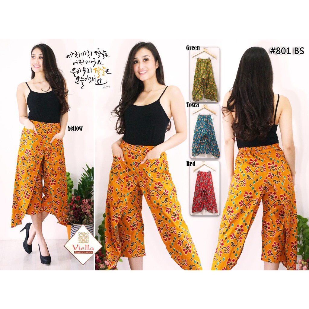  Batik  Wanita  Celana  Batik  Kulot Tulip 801 BS Shopee 