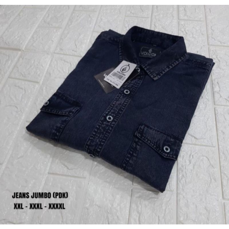 moxsa second store-kemeja jeans pria kemeja jeans pendek kemeja jeans jombo pria kemeja jumbo jeans