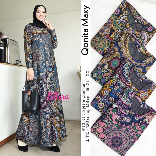 Qonita Maxy Maxi Dress Gamis Batik Kondangan Shopee Indonesia