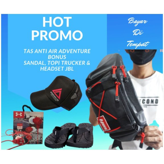 ( bayar ditempat ) TAS PINGGANG 05 ADVTR ANTI AIR- BONUS TOPI + HEADSET JBL + DAN SANDAL