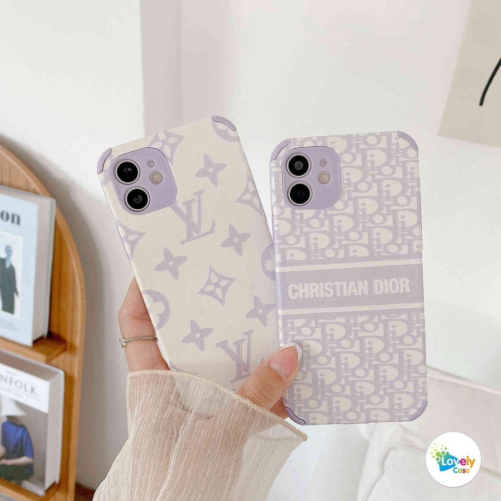 ready stock iphone 13 11 12 pro max 12 mini se 2020 xr x 7 8 6 6s plus lambskin design purple fashion brand precise hole position phone case anti fall soft protective cover