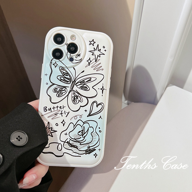 Untuk Redmi 12C 10C 10A 10 9 9A 9C 9T Note 12 11 Pro+ 11s 11 10s 10 9s 9 8 Pro Poco X4Pro X3 Pro X3NFC M3 M4 F3 Mi 11 Lite 10TPro Soft Case Desain Kupu-Kupu Air Cushion