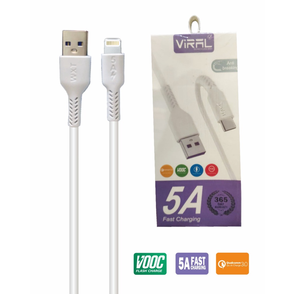 KABEL USB VIRAL 5A IPHONE 1M QUALCOMM 3.0 VOOC FAST CHARGING
