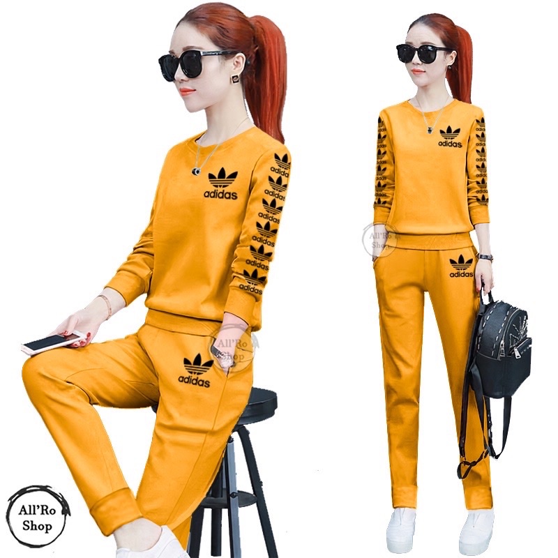 Baju Setelan Olahraga Wanita Lengan Panjang Stelan Training Senam Lari Sepeda Jogging ADDS Daun Ukuran L XL XXL XXXL ARS 14