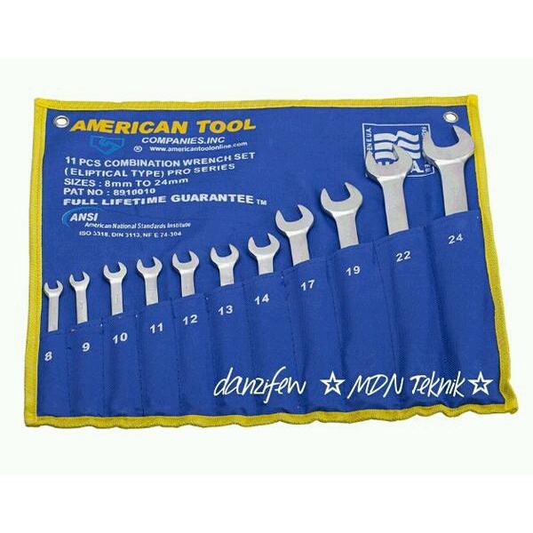 DMST | Kunci Set Kombinasi Ring Pas 11pcs American Tools Life Time Warranty
