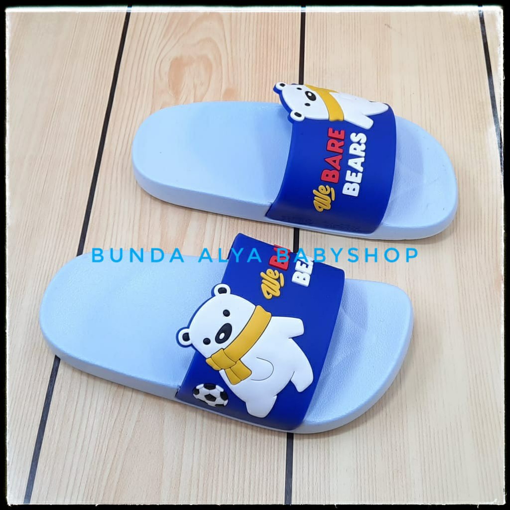 Sendal Anak Laki Laki IMPORT 3 4 5 Tahun Karet Anti Licin - Sandal Anak Cowok Cewek AntiLicin BEAR BIRU MUDA