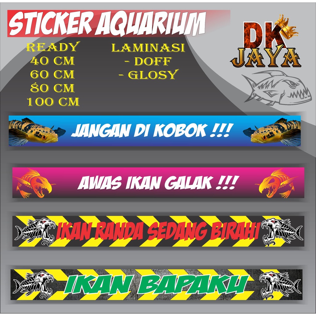 Stiker Aquarium Ikan lLaminasi Ukuran 40cm 80cm dan 100cm, Decal Aquarium